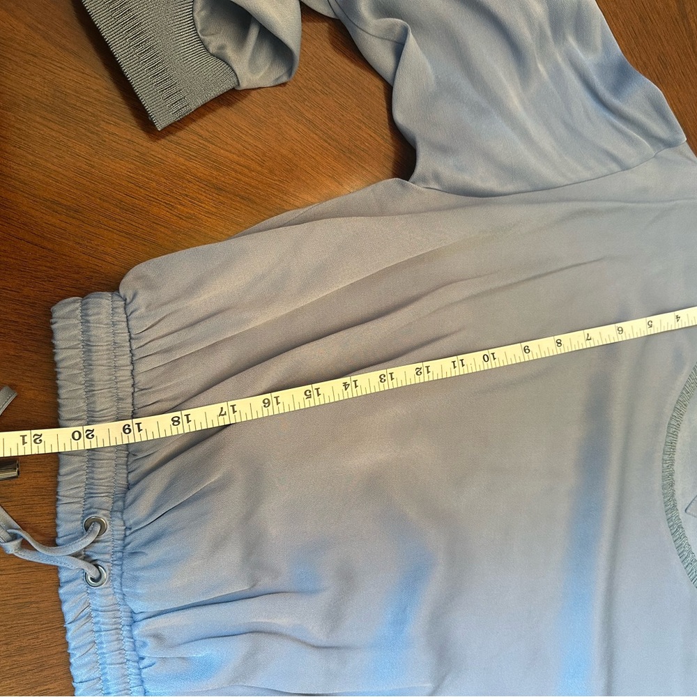 Emporio Armani Light Blue Satin Drawstring Blouse – Elegant Designer Top - Picture 5 of 9